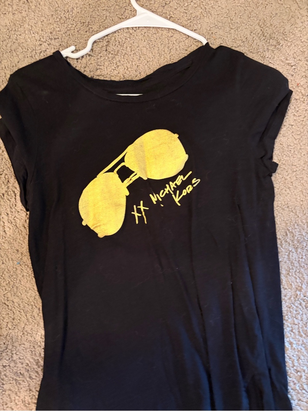 Michael Kors Black Tee with Gold Logo Print